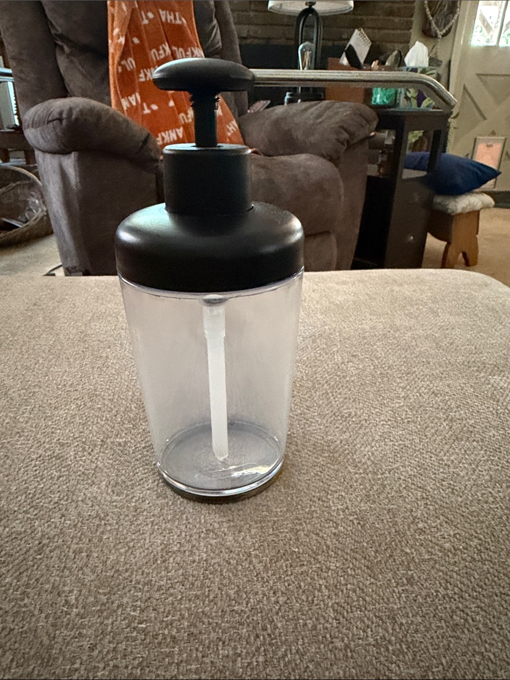 Clear Glass Bathroom Soap Dispenser with Black Pump